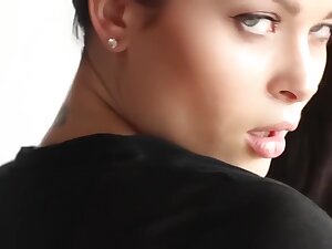 Check Description! Beautiful Russian Hottie Alina Teasing Hither Sexy Black Lingerie